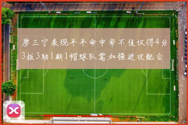 廖三宁表现平平命中率不佳仅得4分3板3助1断1帽球队需加强进攻配合